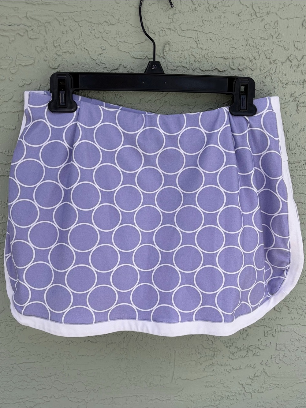 Nike Dri-Fit Lilac Circle-Print Mini Skirt with White Trim Sz M